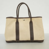 【6fa0501】エルメス トートバッグ ガーデンパーティTPM トワルアッシュ ブラウン シルバー金具 □I刻印 2wayバッグ【中古】レディース
