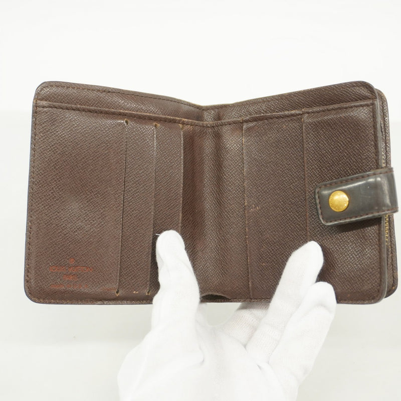 【6fa0503】ルイヴィトン 財布 ダミエ コンパクトジップ N61668 エベヌ【中古】レディース