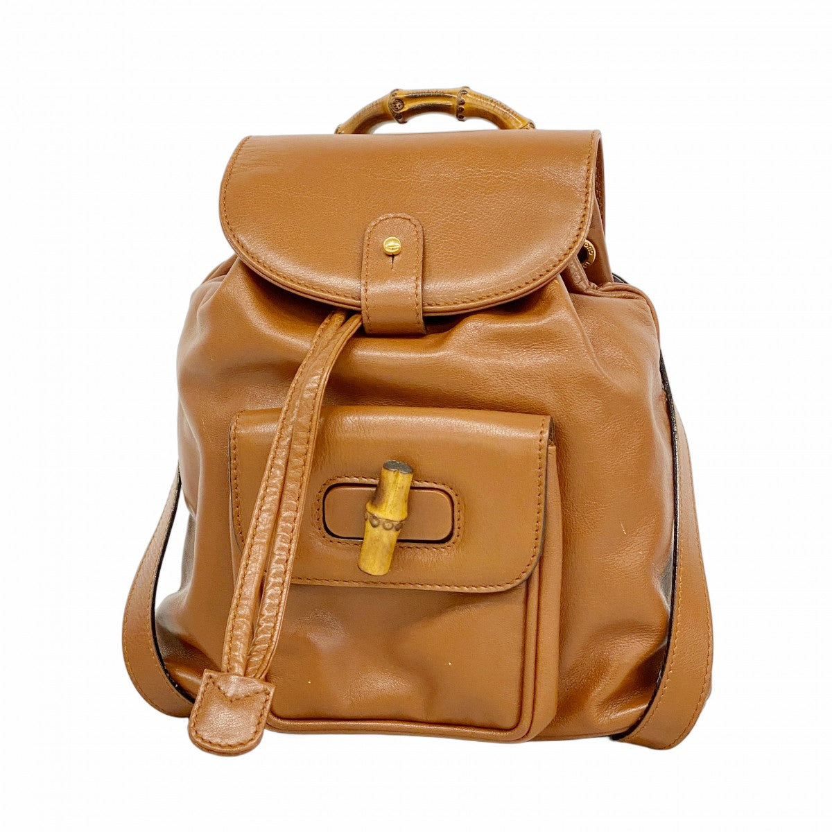 【6fa0512-k】グッチ リュック・デイパック バンブー 003 1705 0030 レザー ライトブラウン ゴールド金具【中古】レディース