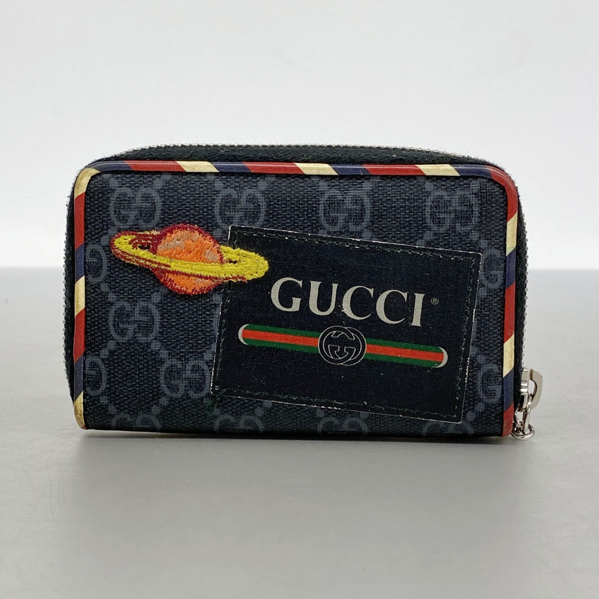 【6fa0513-k】グッチ コインケース GGスプリーム 496343 PVC ブラック シルバー金具【中古】メンズ