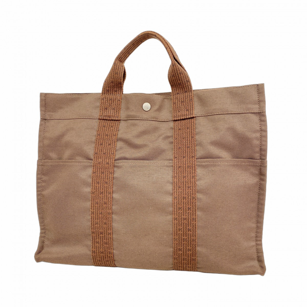 【6fa0521-k】エルメス トートバッグ エールラインMM キャンバス ブラウン シルバー金具【中古】メンズ レディース ユニセックス