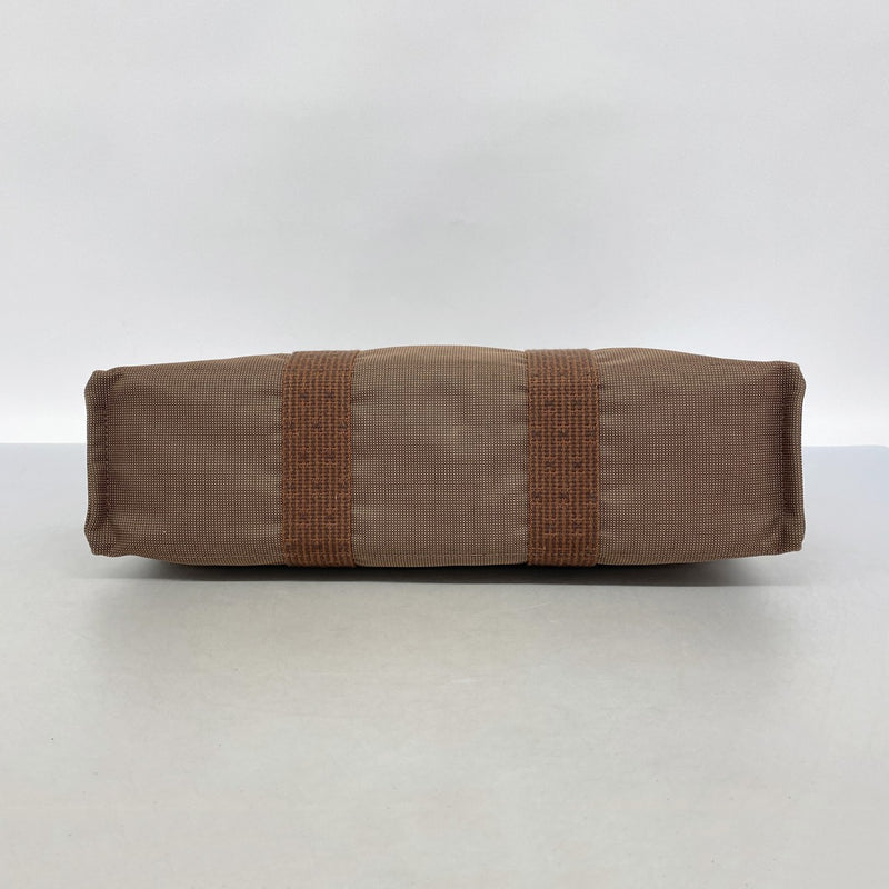 【6fa0521-k】エルメス トートバッグ エールラインMM キャンバス ブラウン シルバー金具【中古】メンズ レディース ユニセックス