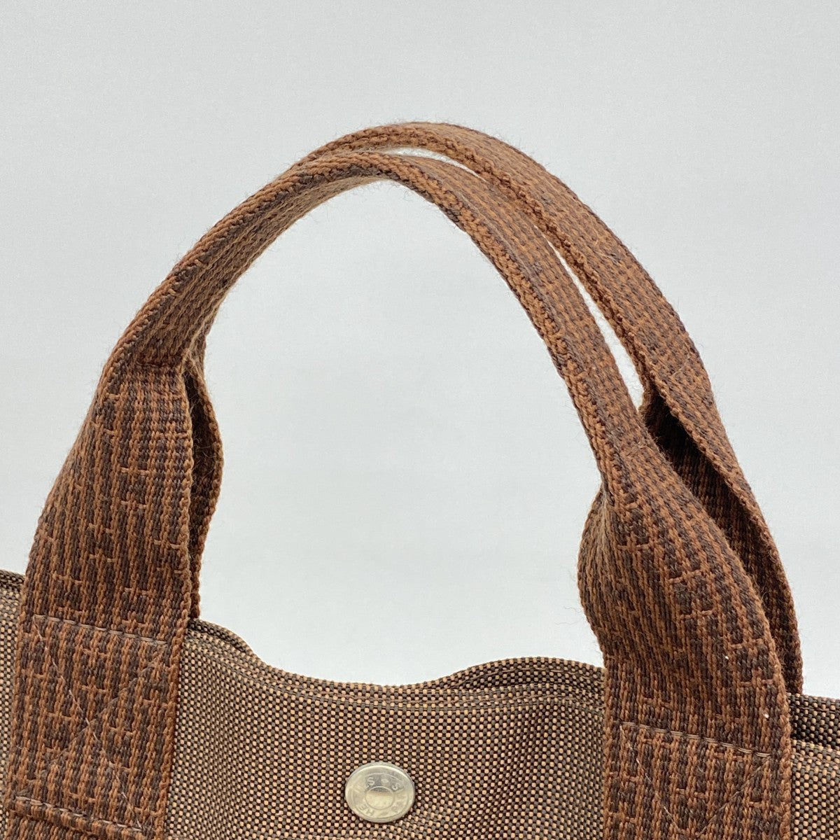【6fa0521-k】エルメス トートバッグ エールラインMM キャンバス ブラウン シルバー金具【中古】メンズ レディース ユニセックス