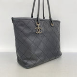 【6fa0529-k】シャネル トートバッグ キャビアスキン ブラック シルバー金具【中古】レディース