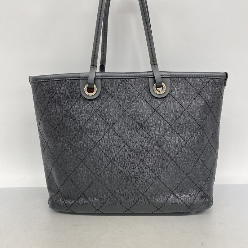 【6fa0529-k】シャネル トートバッグ キャビアスキン ブラック シルバー金具【中古】レディース