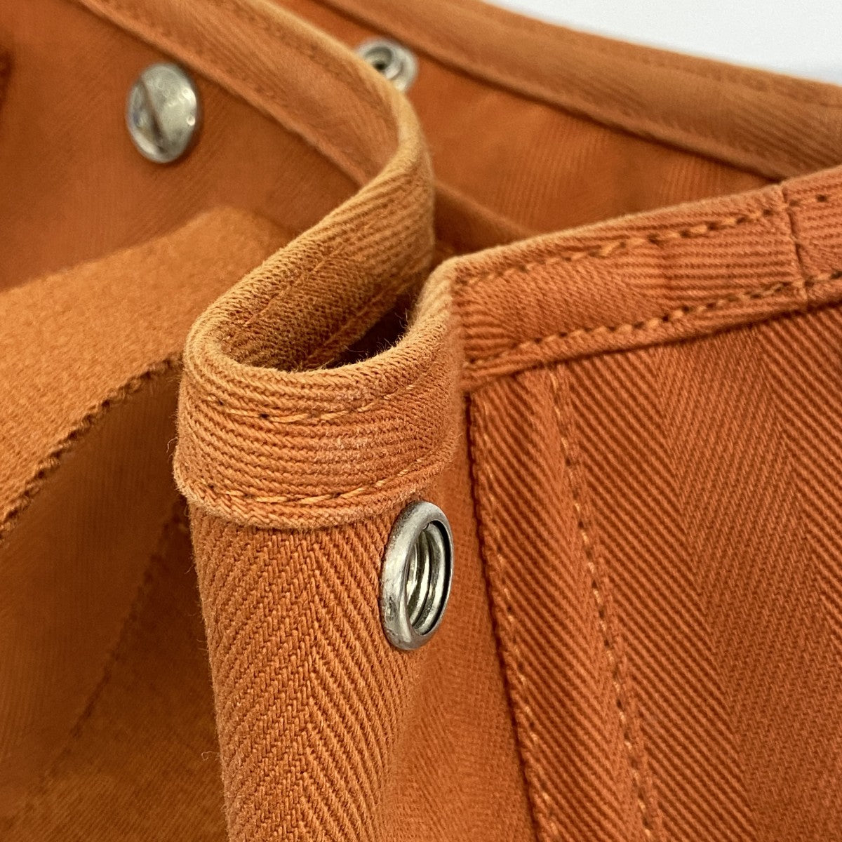 【6fa0530-k】エルメス ハンドバッグ ヴァルパライソPM トワルシェブロン オレンジ シルバー金具【中古】レディース