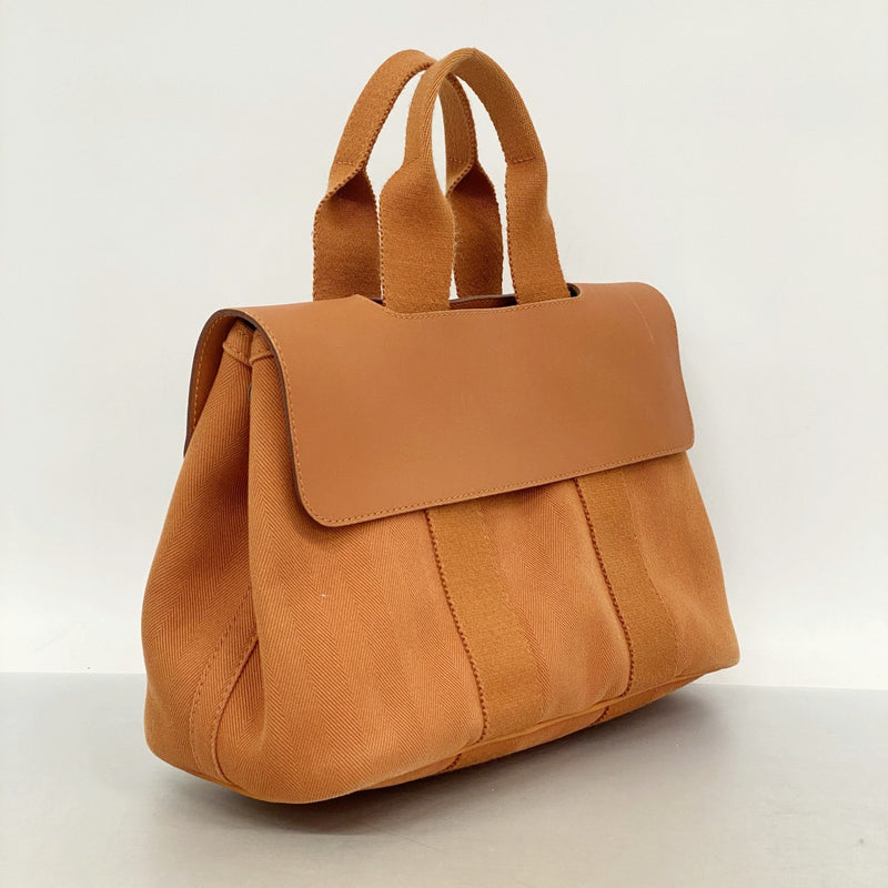 【6fa0530-k】エルメス ハンドバッグ ヴァルパライソPM トワルシェブロン オレンジ シルバー金具【中古】レディース