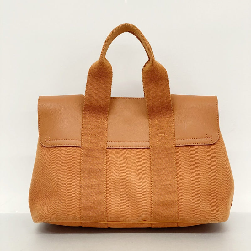 【6fa0530-k】エルメス ハンドバッグ ヴァルパライソPM トワルシェブロン オレンジ シルバー金具【中古】レディース