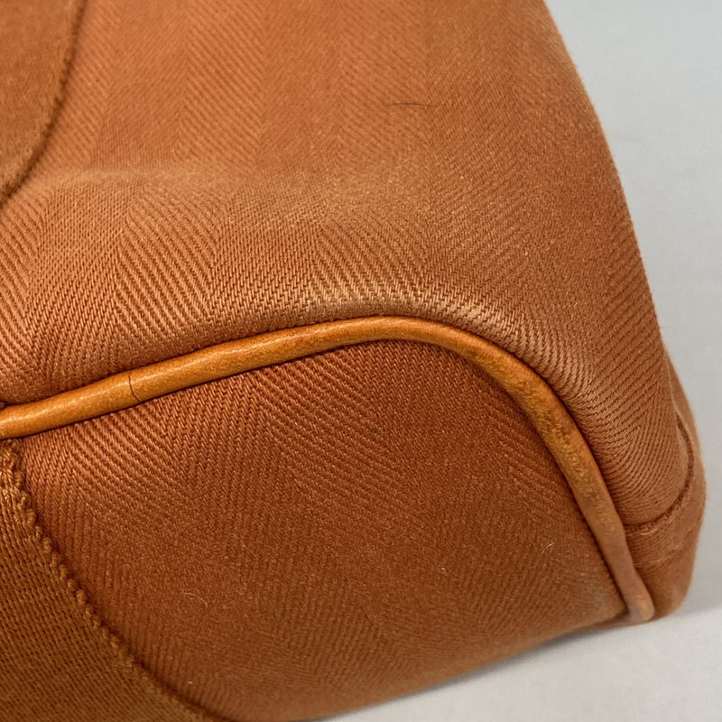 【6fa0530-k】エルメス ハンドバッグ ヴァルパライソPM トワルシェブロン オレンジ シルバー金具【中古】レディース