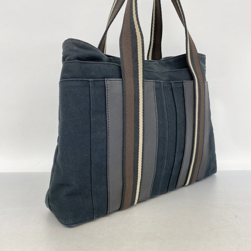 【6fa0531-k】エルメス トートバッグ トロカホリゾンタルMM キャンバス ブラック シルバー金具【中古】メンズ レディース ユニセックス