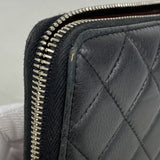 【6fa0548】シャネル 長財布 マトラッセ ラムスキン ブラック シルバー金具【中古】レディース