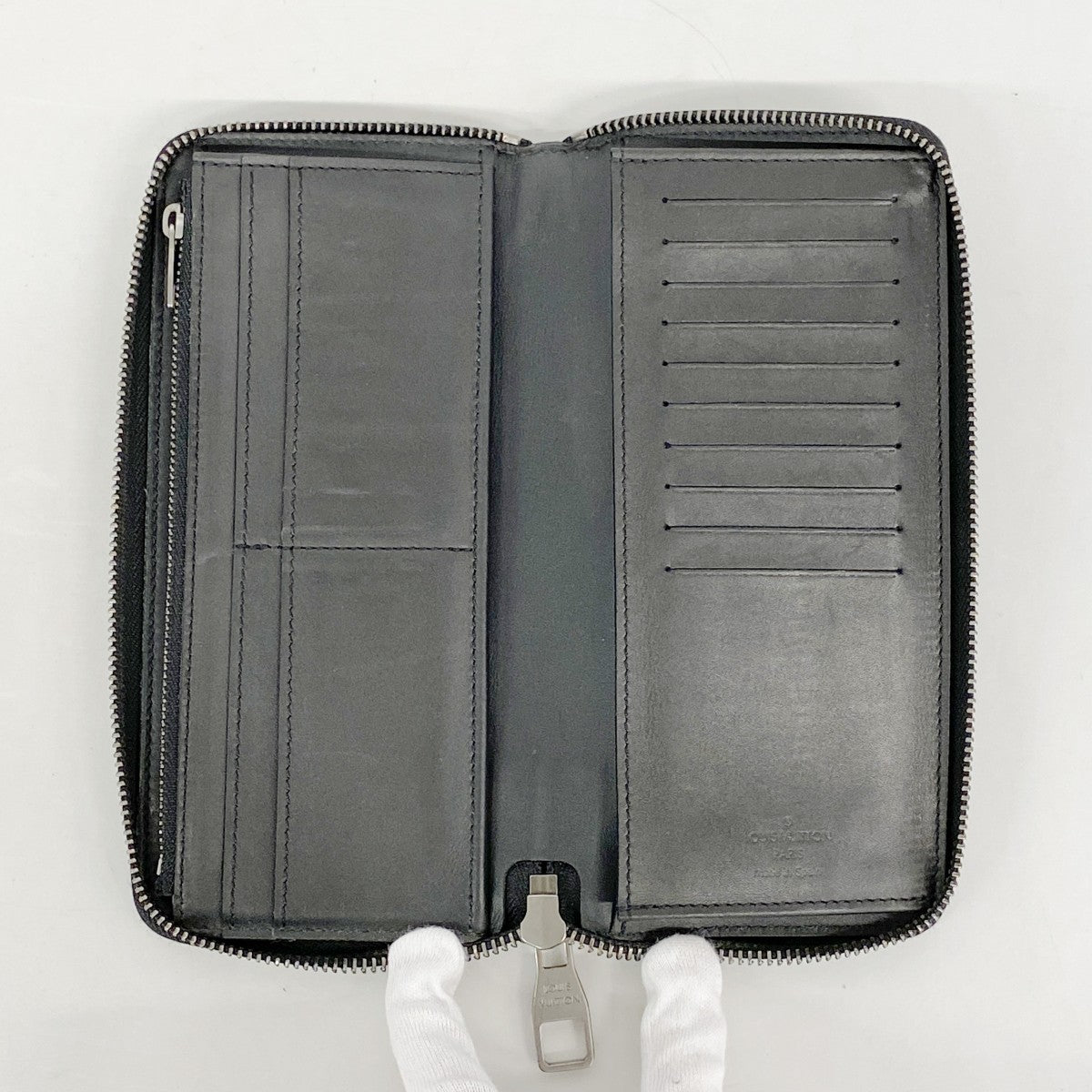 【6fa0555-k】ルイヴィトン 長財布 ダミエ・アンフィニ ジッピーウォレットヴェルティカル N63548 オニキス 【中古】メンズ