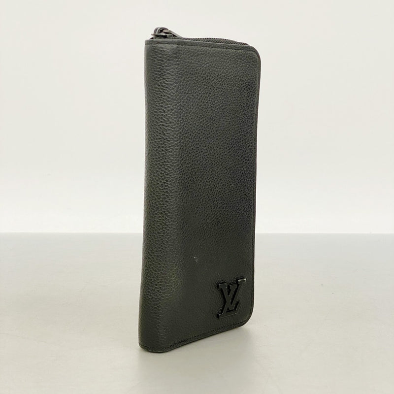【6fa0556-k】ルイヴィトン 長財布 アエログラム ジッピーウォレットホリゾンタル M80334 ブラック【中古】メンズ