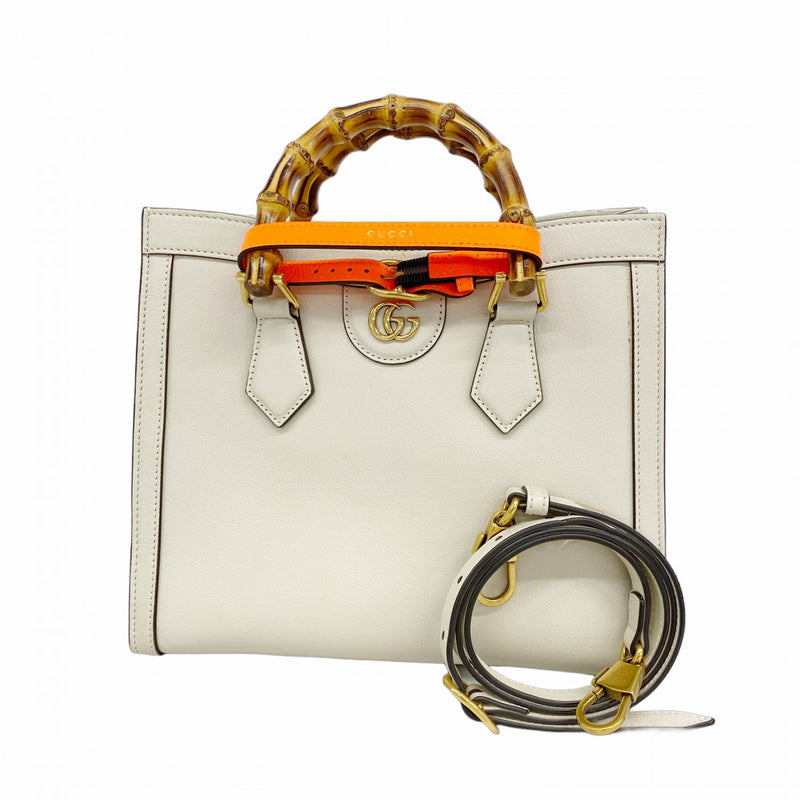 【6fa0558-k】グッチ ハンドバッグ バンブー ダイアナ 660195 レザー アイボリー ゴールド金具 2wayバッグ【中古】レディース
