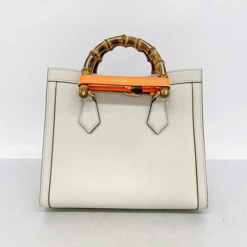 【6fa0558-k】グッチ ハンドバッグ バンブー ダイアナ 660195 レザー アイボリー ゴールド金具 2wayバッグ【中古】レディース