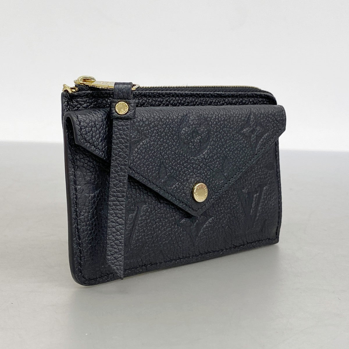 【6fa0587-k】ルイヴィトン コインケース モノグラム・アンプラント ポルトカルトレクトヴェルソ M28798 ノワール【中古】レディース