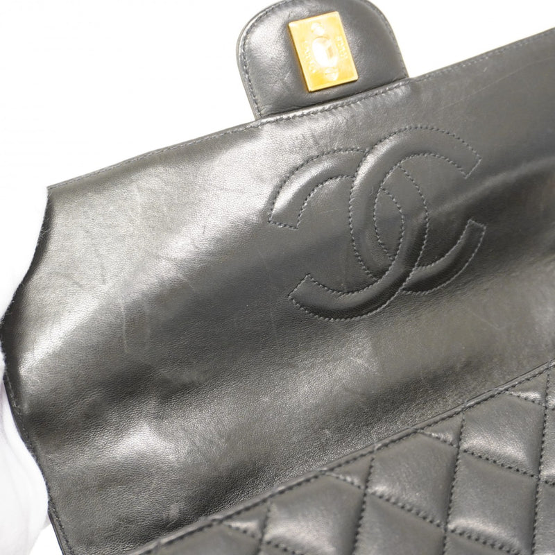 【6fa0590-k】シャネル ハンドバッグ マトラッセ ラムスキン ブラック ゴールド金具【中古】