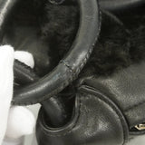 【6fa0600-k】シャネル ショルダーバッグ レザー ファー ブラック シルバー金具【中古】レディース