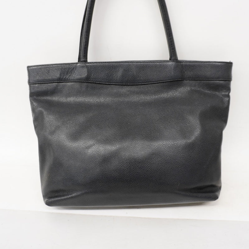 【6fa0619-k】シャネル トートバッグ キャビアスキン ブラック ゴールド金具【中古】レディース