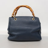【6fa0623-k】グッチ ハンドバッグ バンブー 336032 レザー ブルー シャンパンゴールド金具 2wayバッグ【中古】レディース
