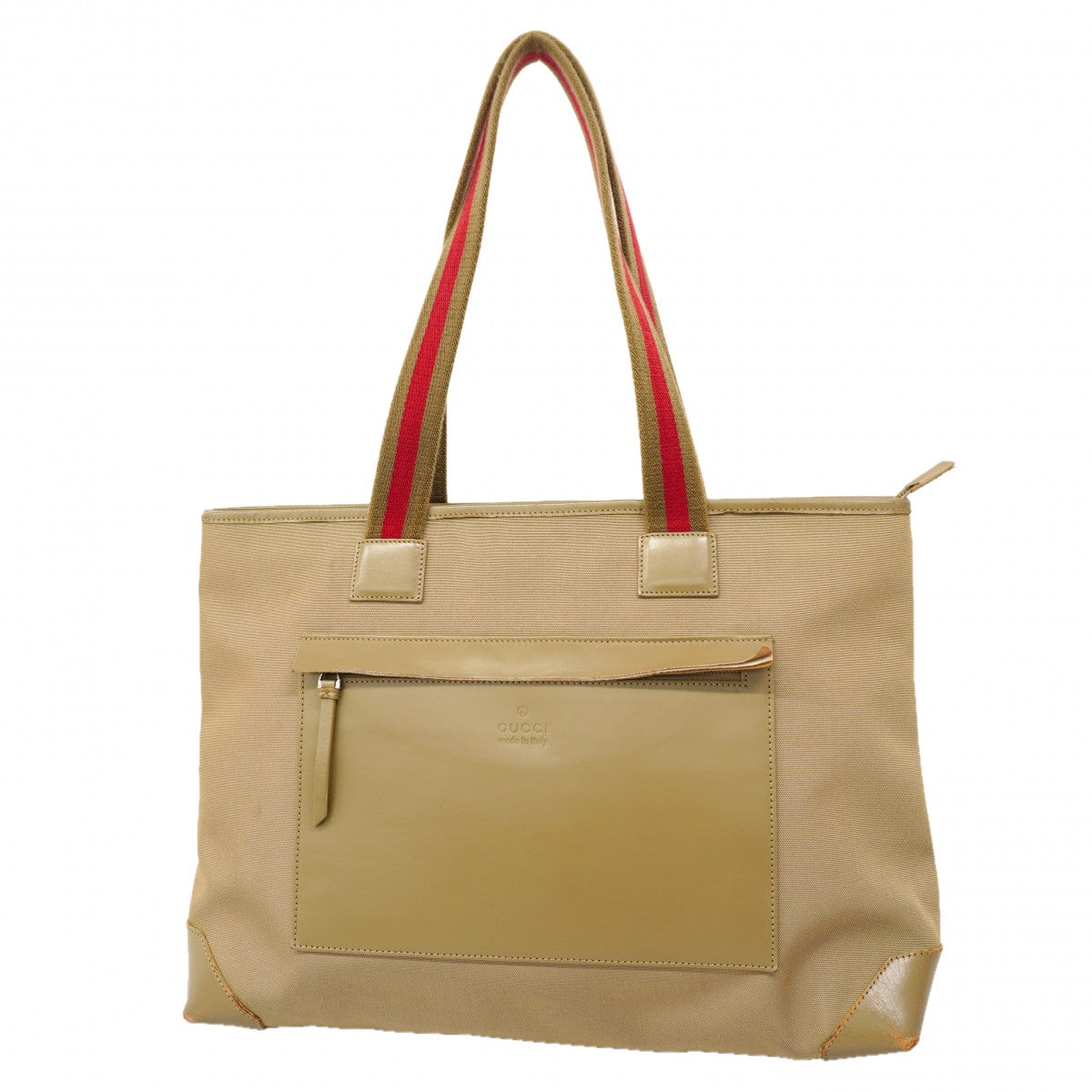 【6fa0624-k】グッチ トートバッグ 019 0426 キャンバス カーキ シルバー金具【中古】レディース