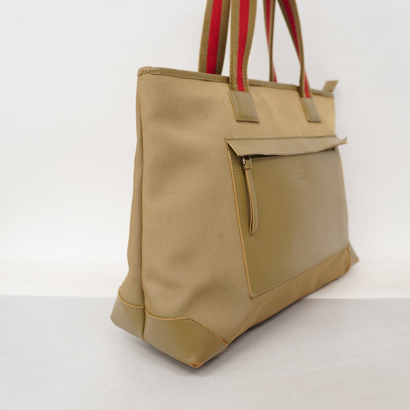 【6fa0624-k】グッチ トートバッグ 019 0426 キャンバス カーキ シルバー金具【中古】レディース