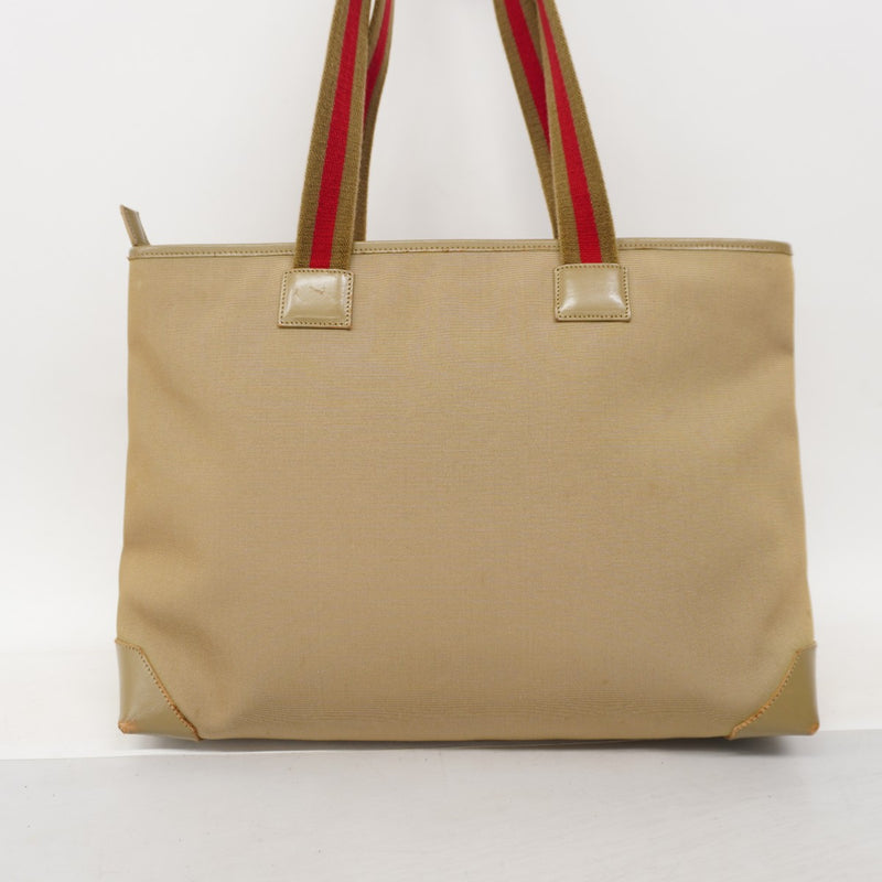 【6fa0624-k】グッチ トートバッグ 019 0426 キャンバス カーキ シルバー金具【中古】レディース