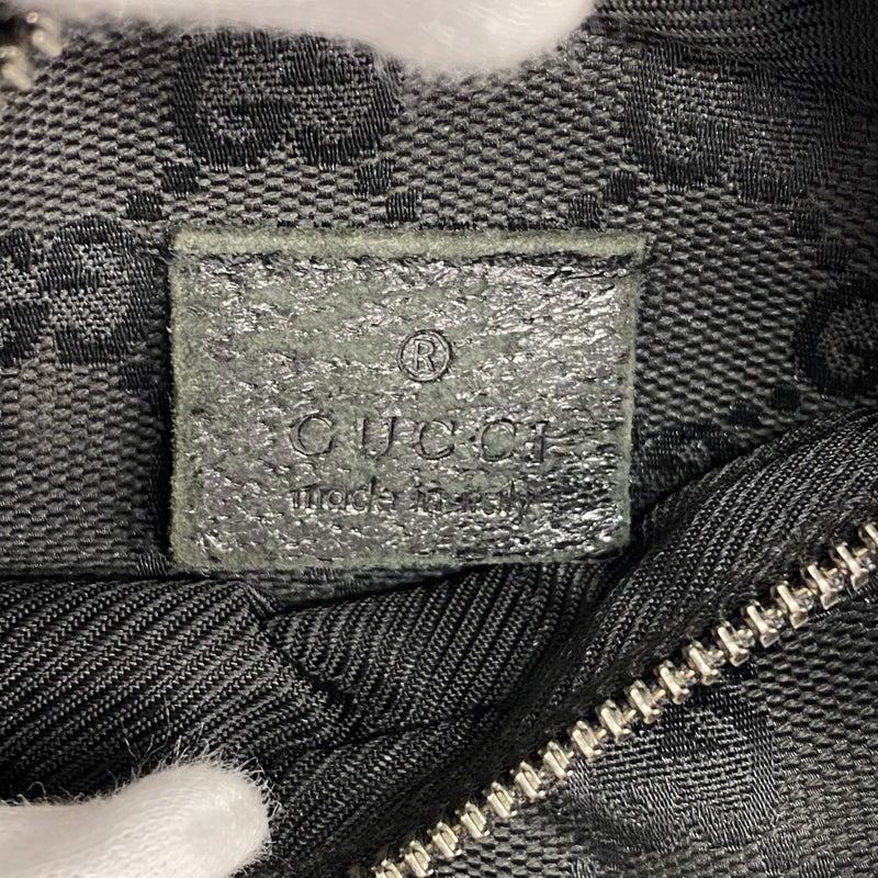 【6fa0629-k】グッチ ウエストバッグ GGキャンバス 28566 キャンバス ブラック シルバー金具【中古】レディース