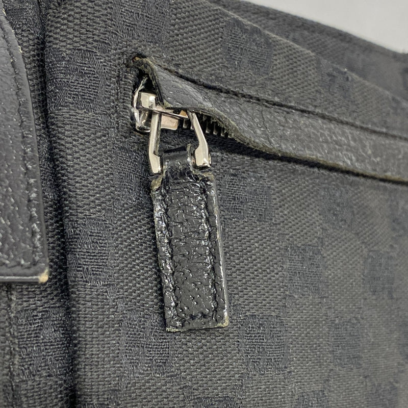 【6fa0629-k】グッチ ウエストバッグ GGキャンバス 28566 キャンバス ブラック シルバー金具【中古】レディース
