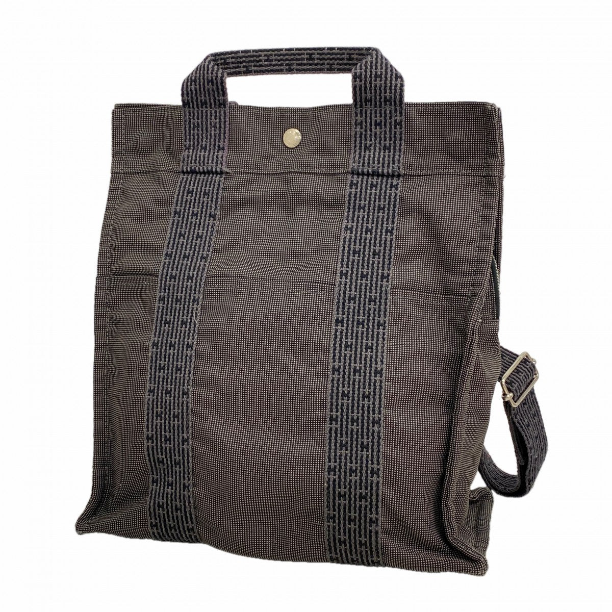 【6fa0631-k】エルメス リュック・デイパック エールラインアドMM キャンバス グレー シルバー金具【中古】メンズ レディース ユニセックス