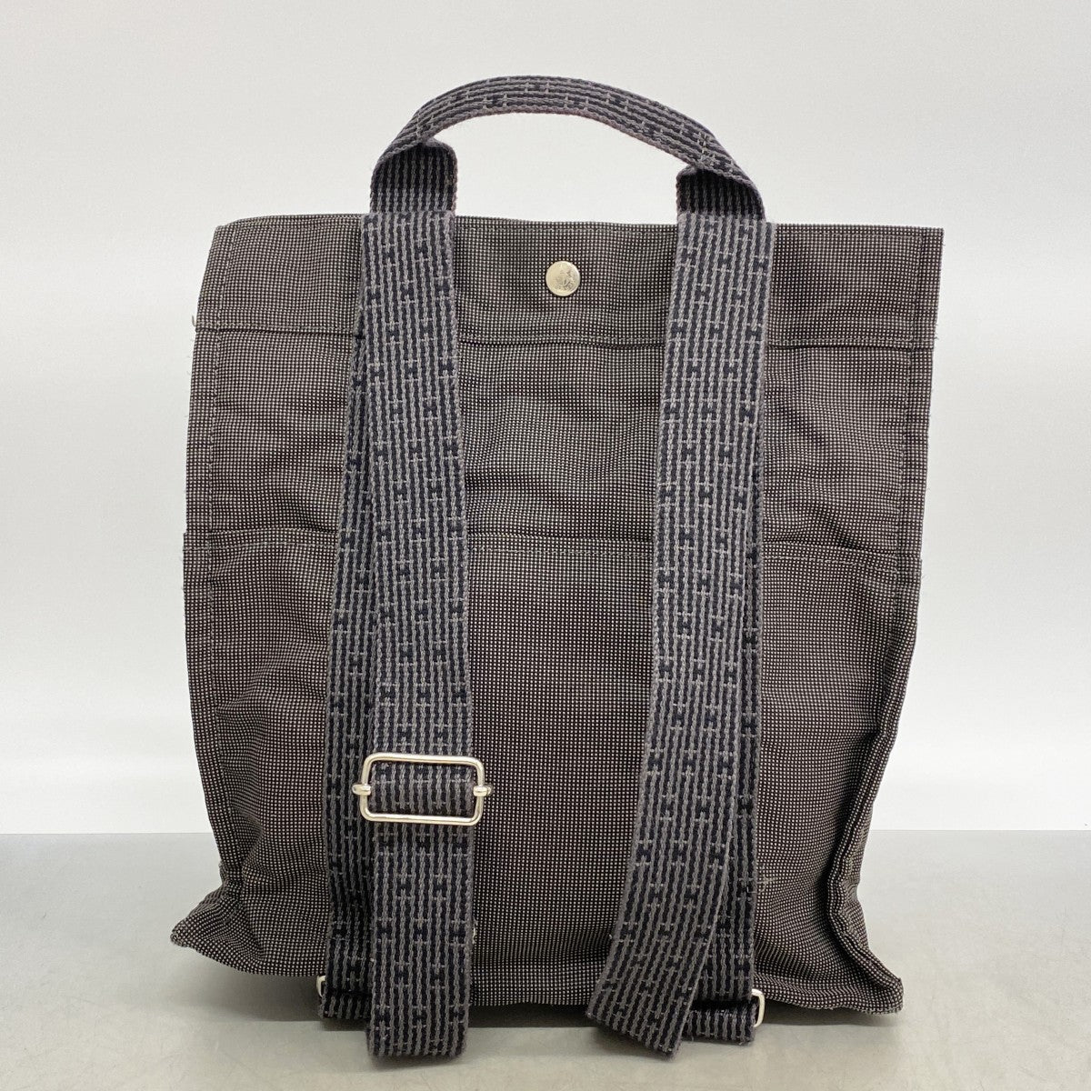 【6fa0631-k】エルメス リュック・デイパック エールラインアドMM キャンバス グレー シルバー金具【中古】メンズ レディース ユニセックス