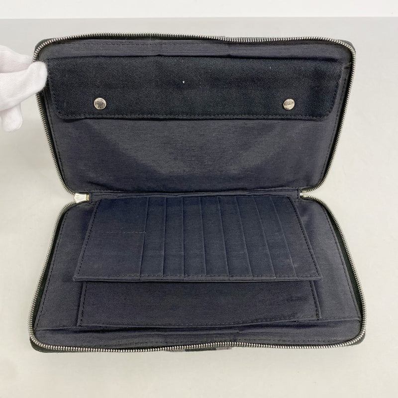 【6fa0632-k】エルメス 長財布 フールトゥパースGM キャンバス ブラック シルバー金具【中古】メンズ レディース ユニセックス