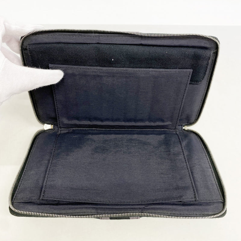 【6fa0632-k】エルメス 長財布 フールトゥパースGM キャンバス ブラック シルバー金具【中古】メンズ レディース ユニセックス