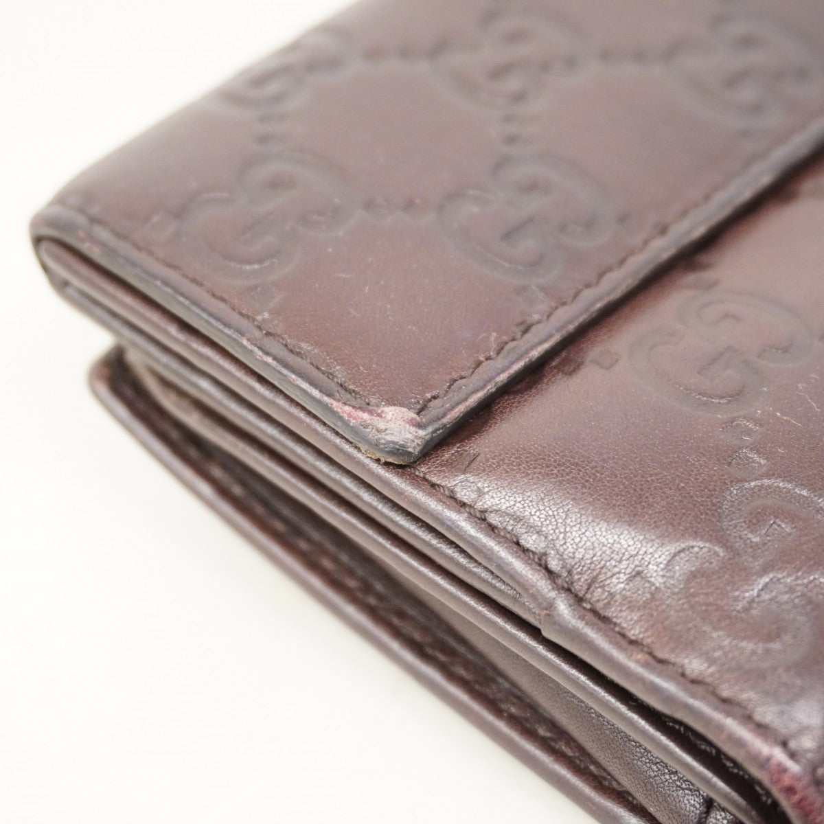 【6fa0648-k】グッチ 長財布 グッチシマ 203550 レザー ブラウン ゴールド金具【中古】レディース