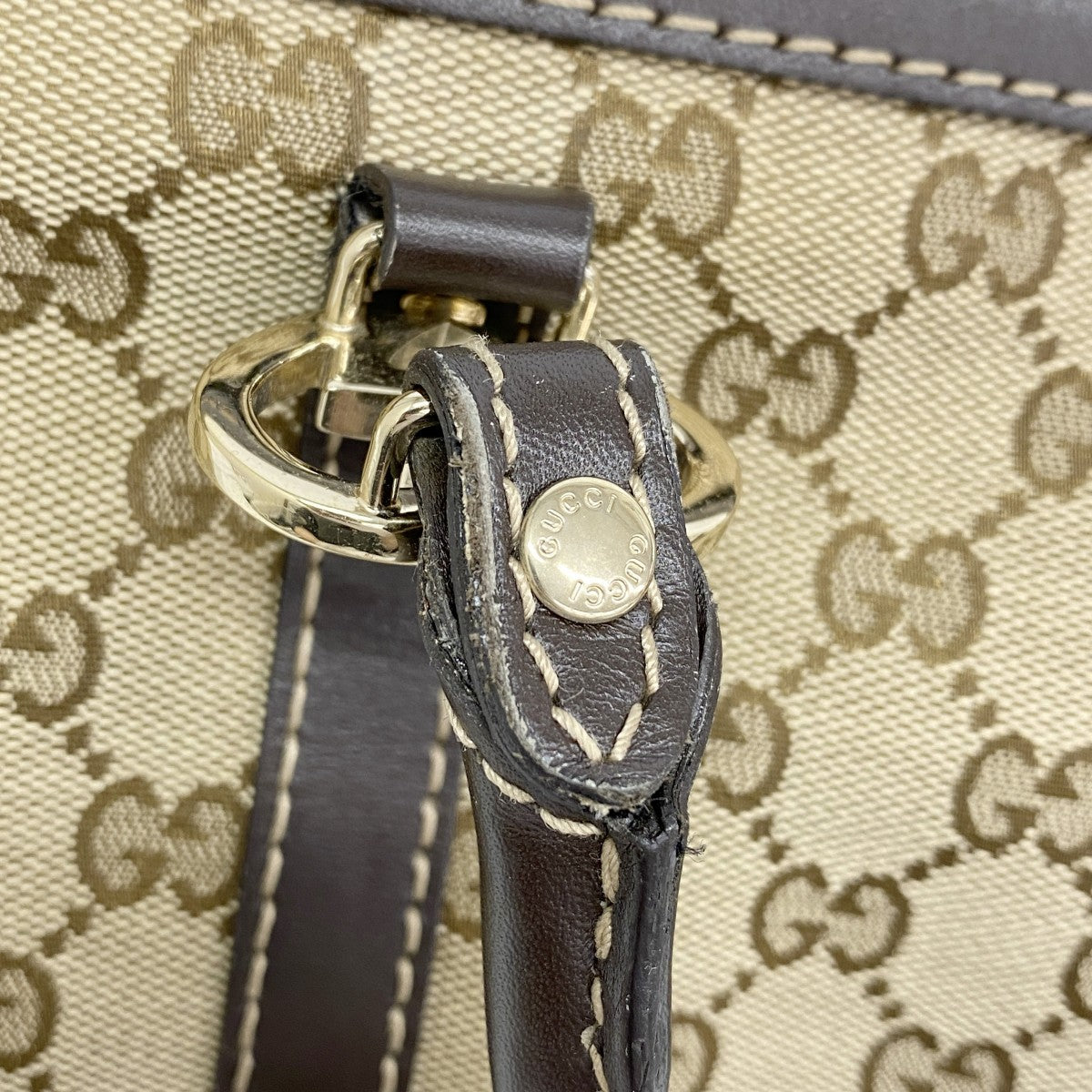 【6fa0650-k】グッチ トートバッグ GGキャンバス ラブリー 257069 キャンバス ブラウン ゴールド金具【中古】レディース
