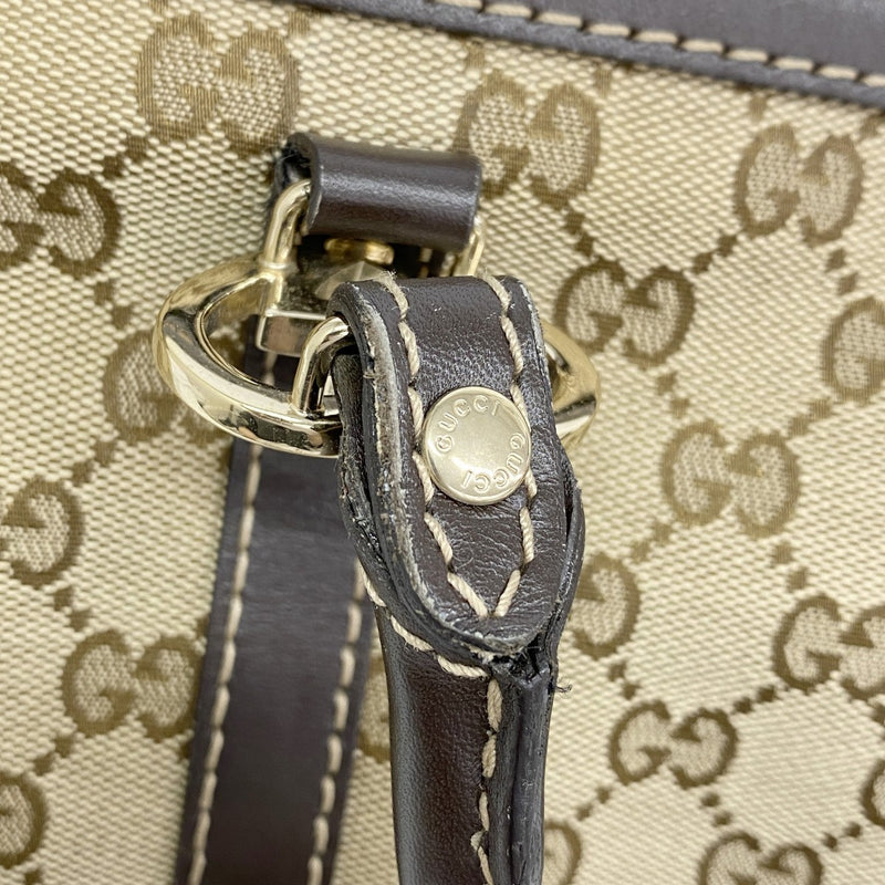 【6fa0650-k】グッチ トートバッグ GGキャンバス ラブリー 257069 キャンバス ブラウン ゴールド金具【中古】レディース