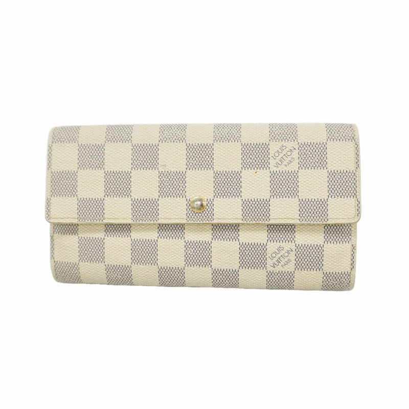 【6fa0668】ルイヴィトン 長財布 ダミエ・アズール ポルトフォイユサラ N61735 ホワイト【中古】レディース