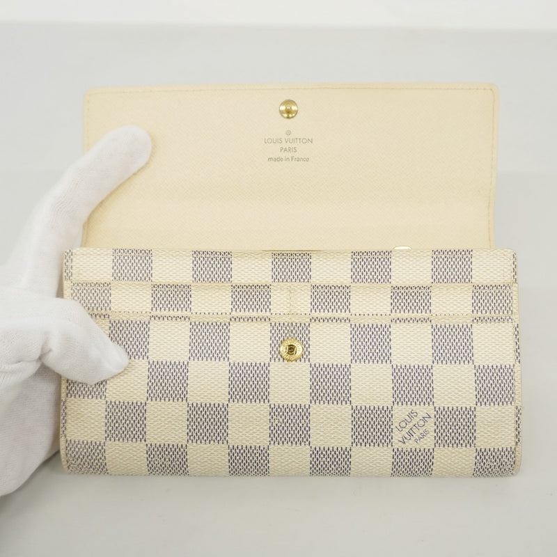【6fa0668】ルイヴィトン 長財布 ダミエ・アズール ポルトフォイユサラ N61735 ホワイト【中古】レディース