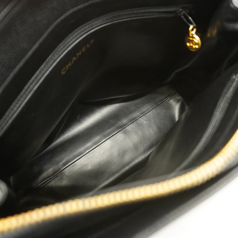 【6fa0676-k】シャネル ショルダーバッグ チェーンショルダー キャビアスキン ブラック ゴールド金具【中古】レディース