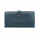 【6fa0678-k】シャネル 長財布 レザー ブルー シルバー金具【中古】レディース