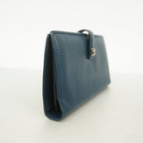 【6fa0678-k】シャネル 長財布 レザー ブルー シルバー金具【中古】レディース