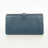 【6fa0678-k】シャネル 長財布 レザー ブルー シルバー金具【中古】レディース