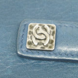 【6fa0678-k】シャネル 長財布 レザー ブルー シルバー金具【中古】レディース