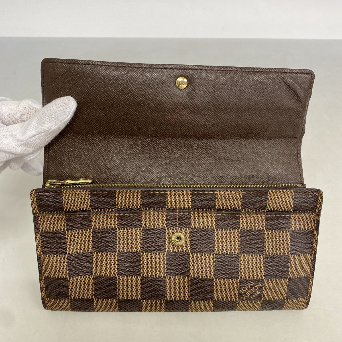 【6fa0687】ルイヴィトン 長財布 ダミエ ポルトモネクレディ N61726 エベヌ【中古】レディース