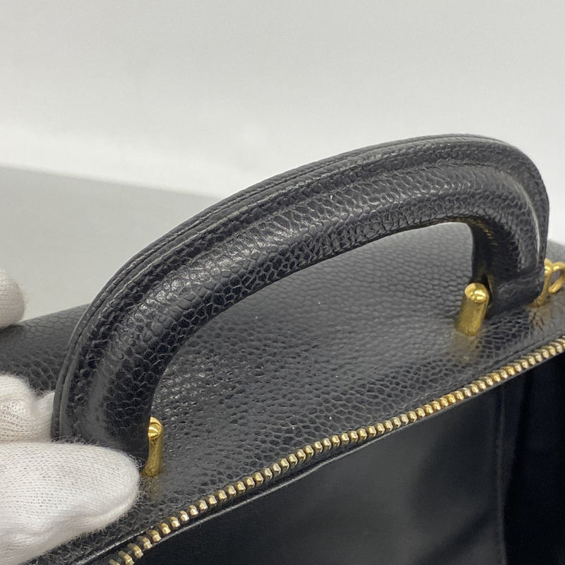 【6fa0699-k】シャネル バニティバッグ キャビアスキン ブラック ゴールド金具 2wayバッグ【中古】レディース