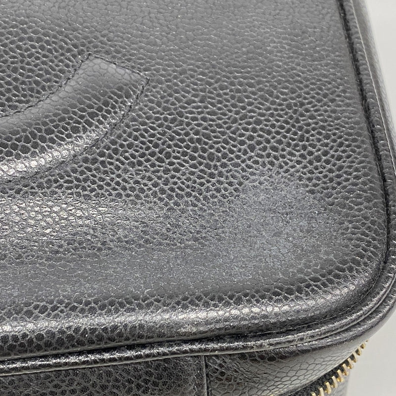 【6fa0699-k】シャネル バニティバッグ キャビアスキン ブラック ゴールド金具 2wayバッグ【中古】レディース