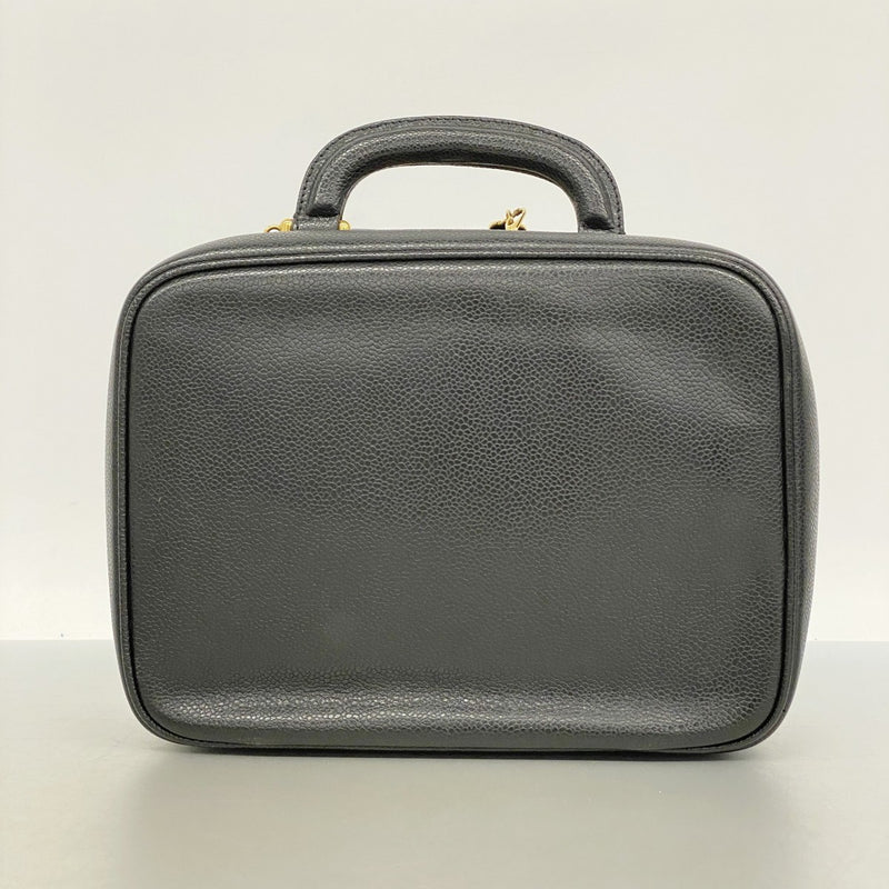 【6fa0699-k】シャネル バニティバッグ キャビアスキン ブラック ゴールド金具 2wayバッグ【中古】レディース