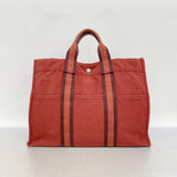 【6fa0700-k】エルメス トートバッグ フールトゥMM キャンバス レッド シルバー金具【中古】メンズ レディース ユニセックス