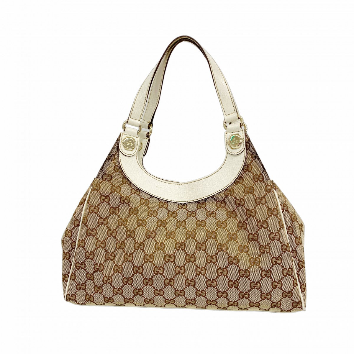 【6fa0701-k】グッチ ハンドバッグ GGキャンバス 154982 キャンバス ベージュ シャンパンゴールド金具【中古】レディース