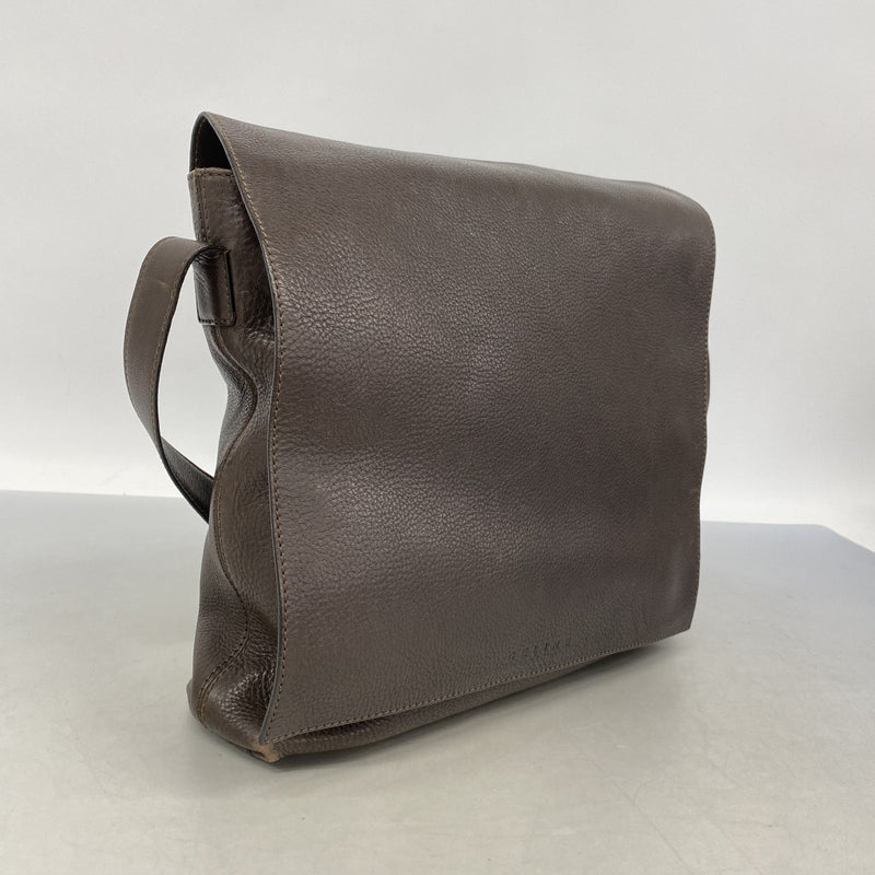 【6fa0702-k】セリーヌ ショルダーバッグ レザー ブラウン シルバー金具【中古】メンズ